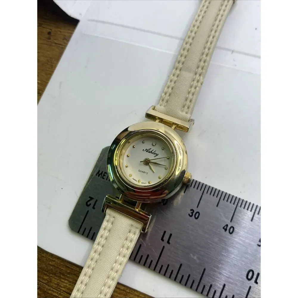 Ashley Womens Gold Quartz Watch Works New Battery